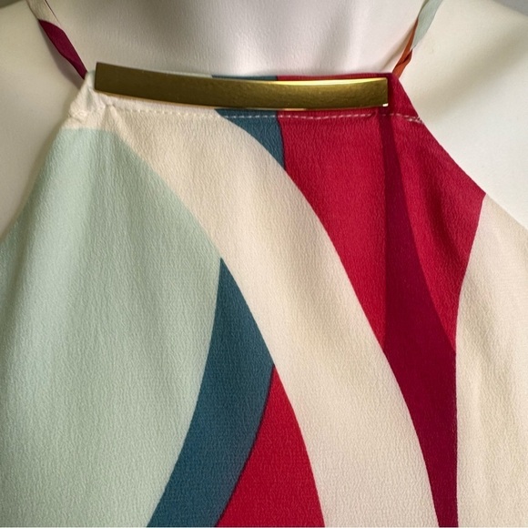 Marciano Silk Graphic Print Halter Neck Jumpsuit Size 6 Mod Psychedelic - Picture 4 of 10